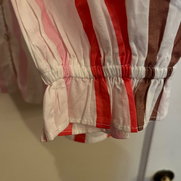 Velvet by Graham & Spencer Striped Button-Down Blouse with Peasant Sleeves - Picture 4 of 10